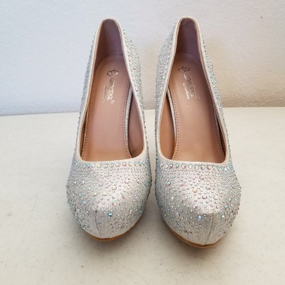 DoDie Silver Rhinestone Covered Stiletto Pumps 8.5 - Picture 2 of 8